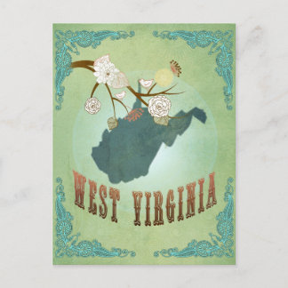 Väster Virginia Vintage State Karta - Grönt Vykort