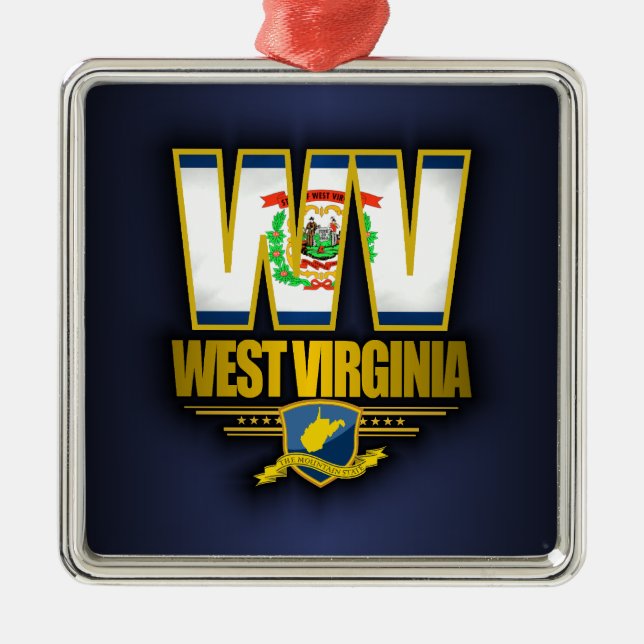 Väster Virginia (WV) Julgransprydnad Metall (Framsidan)