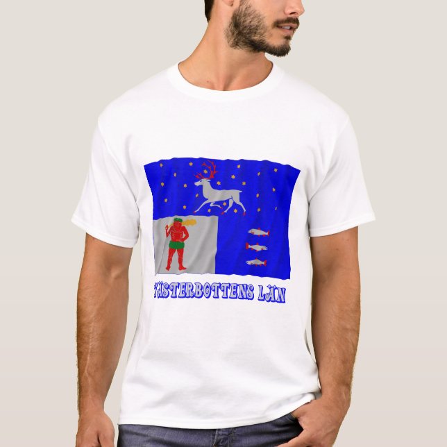 Västerbottens län som vinkar flagga med namn t-shirt (Framsida)