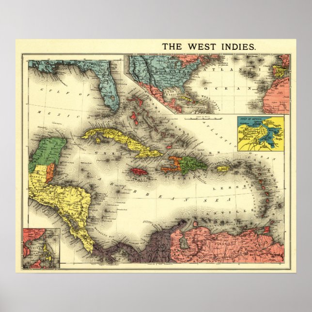 VästerIndiesPanoramic MapWest Indies Poster (Framsidan)