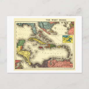 VästerIndiesPanoramic MapWest Indies Vykort