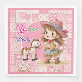 Västerländsk Baby Cowgirl Pappers Tallrik Pappersservett