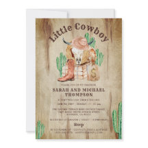 Västerländsk Baby Shower Inbjudan Lille Cowboy Poj