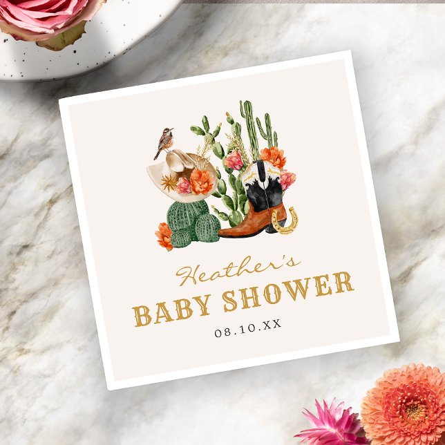 Västerländsk Bebisduscha Pappersservett (Boho Western Baby Shower Napkins by Painted Paperie
)