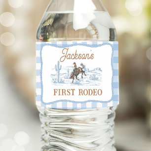 Västerländsk Blue Cowboy Rodeo Födelsedag Vattenflaskor Etikett