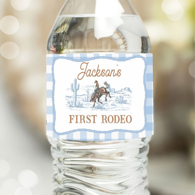 Västerländsk Blue Cowboy Rodeo Födelsedag Vattenflaskor Etikett (Skapare uppladdad)