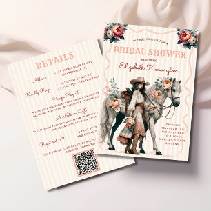 Västerländsk Boho Cowgirl Häst Blommig Bröllopsdus Inbjudningar