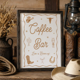 Västerländsk Bröllopsdusch Kaffe Bar Poster