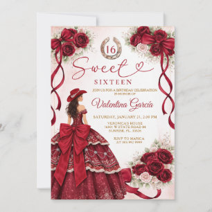 Västerländsk burgunder prinsessa Sweet Sixteen föd Inbjudningar