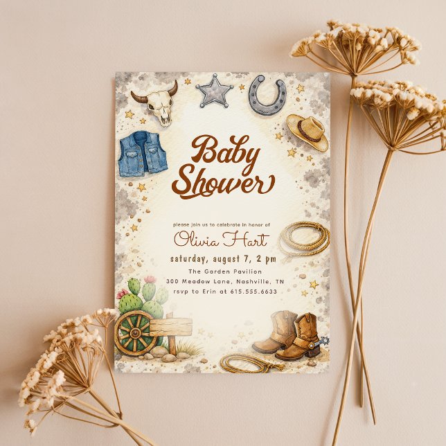 Västerländsk Cowboy Baby Shower Inbjudningar (Skapare uppladdad)