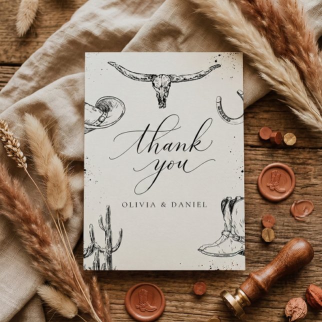 Västerländsk Cowboy Bröllop Tacksamhetskort Tack Kort (Skapare uppladdad)