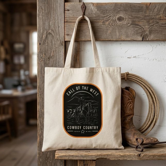 Västerländsk cowboy country vintage design tygkasse (Skapare uppladdad)