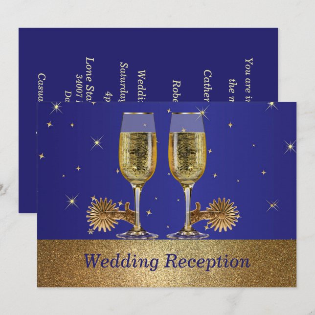 Västerländsk Cowboy Cowgirl Bröllopsinbjudan Motta Inbjudningar (Fram/baksida)