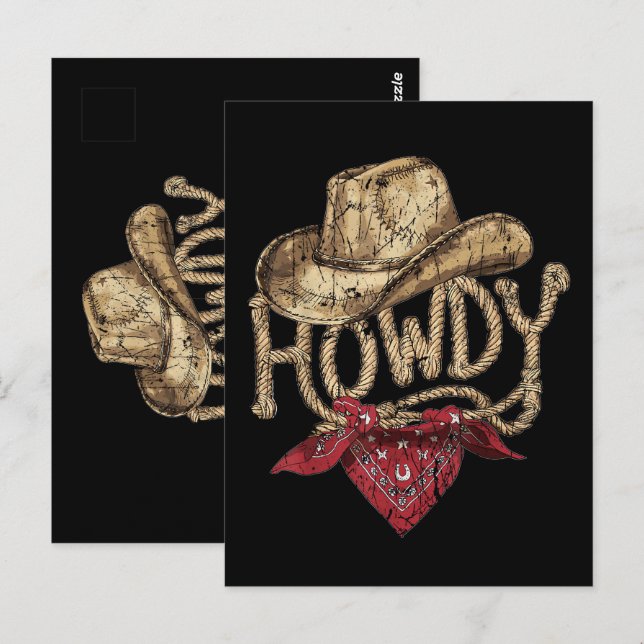Västerländsk cowboy-födelsedagsfest  vykort (Fram/baksida)