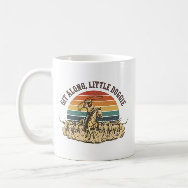 Västerländsk Cowboy Nötkreatursuppdrivning Kaffemugg (Vänster)