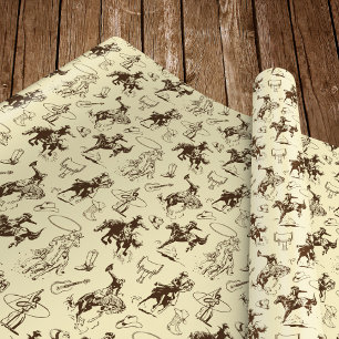 Västerländsk Cowboy Rodeo Mönster Beige Presentpapper