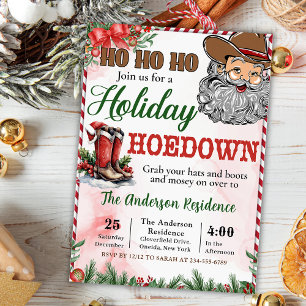 Västerländsk Cowboy Santa jul Hoedown-fest Inbjudningar