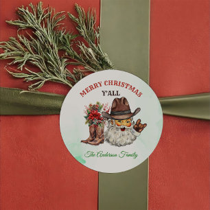 Västerländsk Cowboy Tomte Julfest Runt Klistermärke