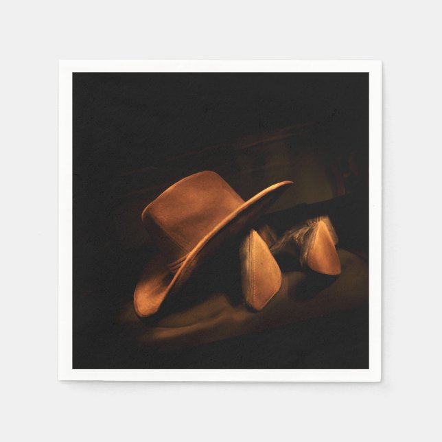 Västerländsk Cowboyhatt & Stövlar Pappersservett (Framsidan)