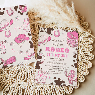 Västerländsk cowgirl 2:a Rodeo foto Födelsedagsfes Inbjudningar