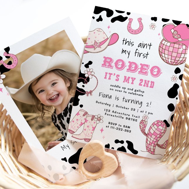 Västerländsk cowgirl 2:a Rodeo foto Födelsedagsfes Inbjudningar (Skapare uppladdad)