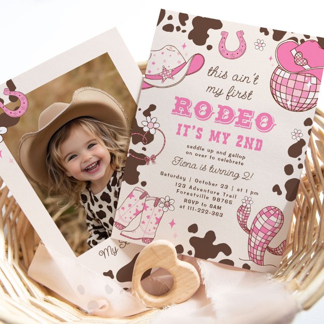 Västerländsk cowgirl 2:a Rodeo foto Födelsedagsfes Inbjudningar (Skapare uppladdad)