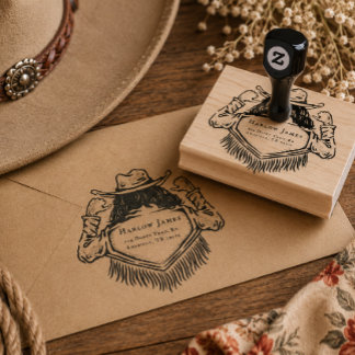 Västerländsk Cowgirl Anpassad Returadress Gummiste Stämpel