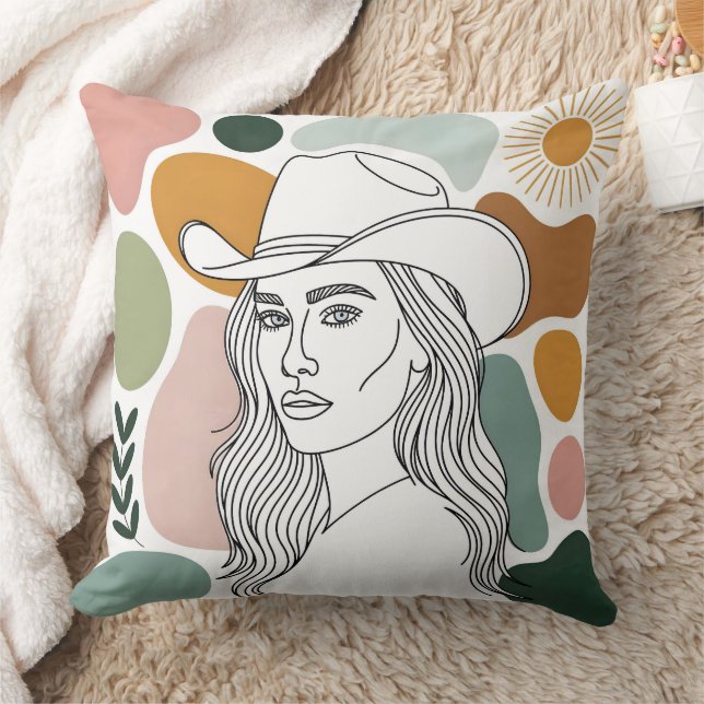 Västerländsk cowgirl kudde (Filt)