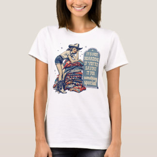 Västerländsk cowgirl pinup tjej quiltare quilting t shirt