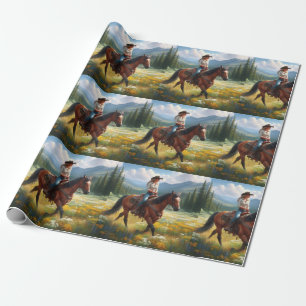 Västerländsk cowgirl ridhäst presentpapper