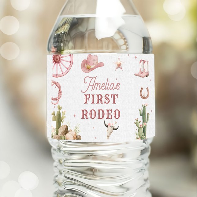 Västerländsk Cowgirl Rodeo Födelsedag Vattenflaskor Etikett (Skapare uppladdad)