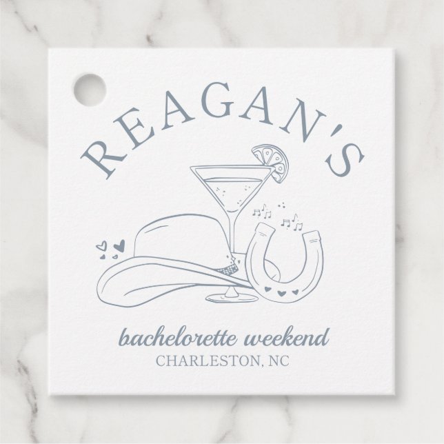 Västerländsk Cowgirl Söt Handritad Sjungmöhippa Gåvor Etiketter (Framsida)