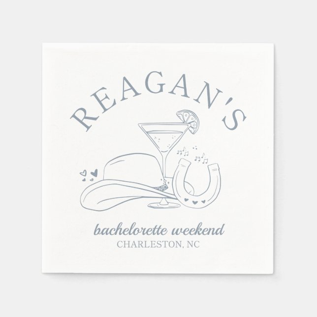 Västerländsk Cowgirl Söt Handritad Skojbröllopsfes Pappersservett (Framsidan)