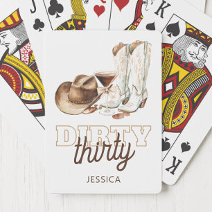 Västerländsk Cowgirl Vit Smutsig Trettio 30-årsdag Casinokort