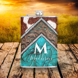 Västerländsk Falsk Läder Turkos Mix Monogram Fickplunta