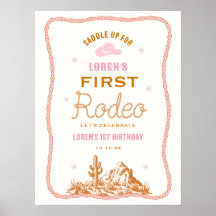 Västerländsk Första Rodeo Cowgirl 1-års Födelsedag