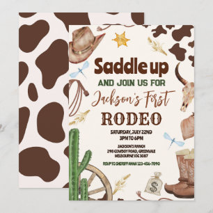 Västerländsk Första Rodeo Vilda Västern Cowboy Föd Inbjudningar