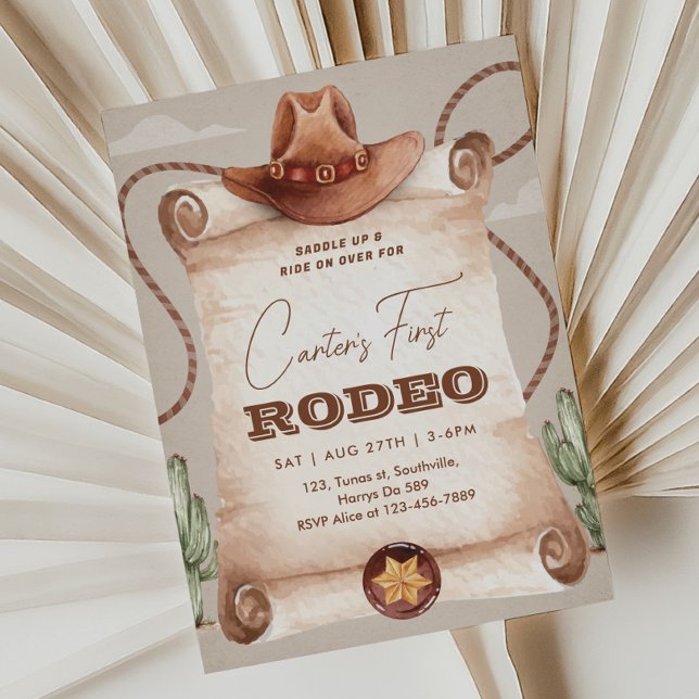 Västerländsk första rodeo vildväst cowboy brun inbjudningar (Skapare uppladdad)