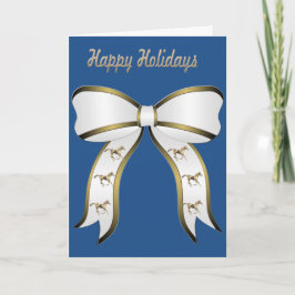 Västerländsk guldhäst och båge God Jul och Gott Ny Helgkort