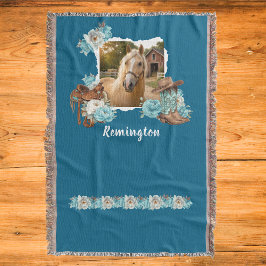 Västerländsk häst blomstertäcke filt