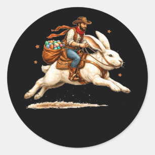 Västerländsk hej påskdag cowboy ridande påsk runt klistermärke