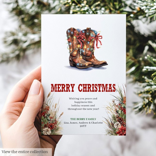 Västerländsk julhälsningskort med cowboy boots julkort (Western Christmas greeting card with cowboy boots

)