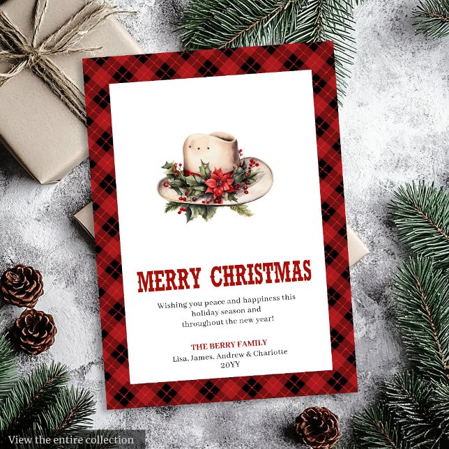 Västerländsk julkort med cowboyhatt tryck (Western Christmas card with cowboy hat print

)