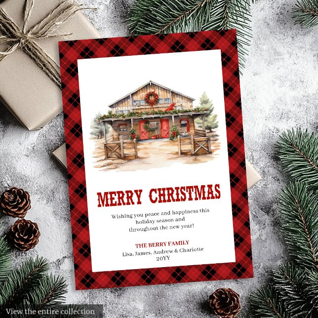 Västerländsk julkort ranch stil tartan (Western Christmas card ranch style tartan

)