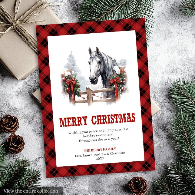Västerländsk julkort röd svart mysig stil (Western Christmas card red black cozy style

)