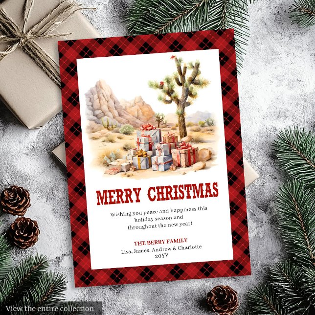Västerländsk julkort röd svart ranchstil (Western Christmas card red black ranch style

)