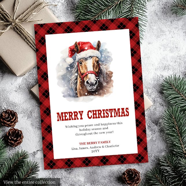 Västerländsk julkort rustic cowboy karottmönster (Western Christmas card rustic cowboy plaid)