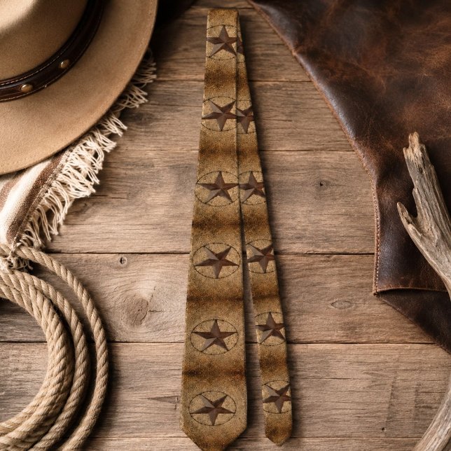 Västerländsk lantlig juteprimitvåra Texasstjärna Slips (Western Country Rustic Burlap Primitive Texas Star Tie)