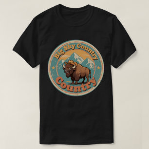 Västerländsk Montana Bison Cowboy Retro Stil T Shirt