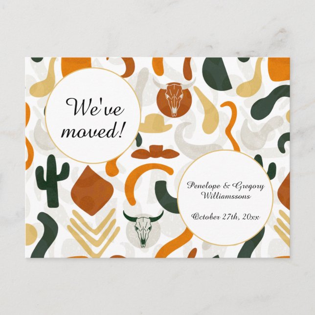 Västerländsk, öken, cowboy boho, adressändring  meddelande vykort (Framsida)